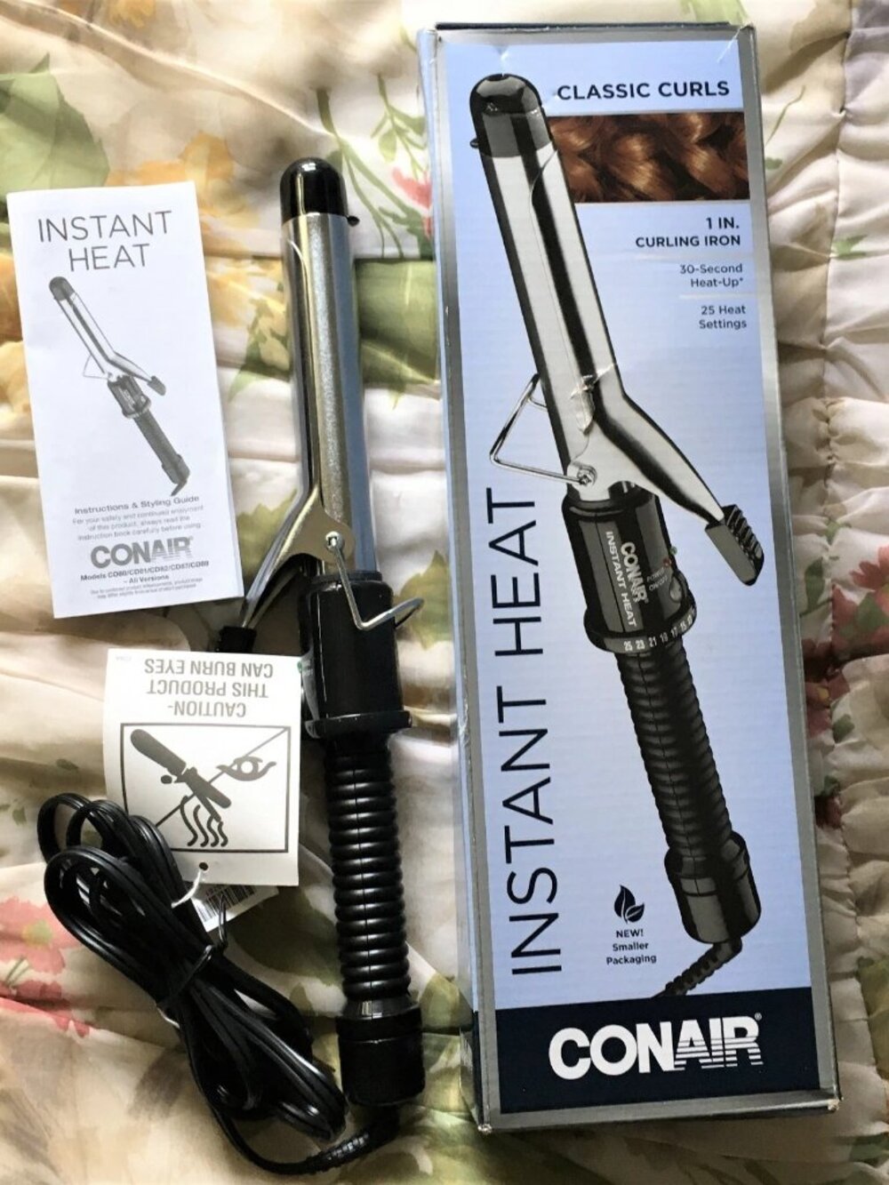 Conair 1 In. Curling Iron 30 Second Heat Up 25 Settings Dual Voltage Auto Off